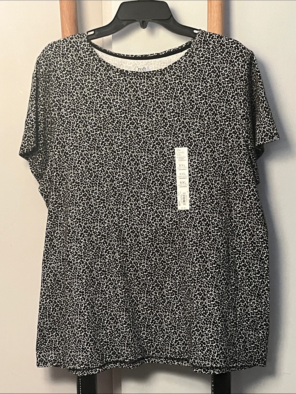 Croft and Barrow Everyday Short Sleeve Tee - Black/White XXL NWT New with Tags